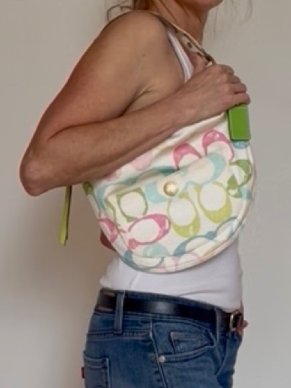 Coach Hampton Scribble Pastel Signature Hobo Bag